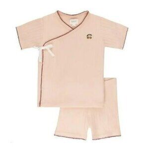 Aurora Baby Embroidered Cherry Lounge Set Ivory/Red Ribbed Cotton Blend 3T NWT